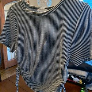 Black and white striped tee with ties on side